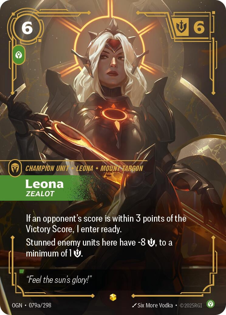 Image for Leona - Zealot (Alternate Art) (079a/298) - Riftbound: League of Legends Trading Card Game
