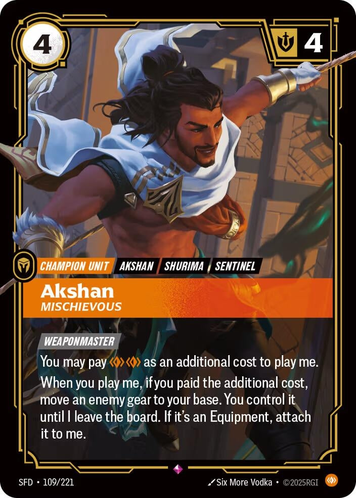 Image for Akshan - Mischievous (109/221) - Riftbound: League of Legends Trading Card Game