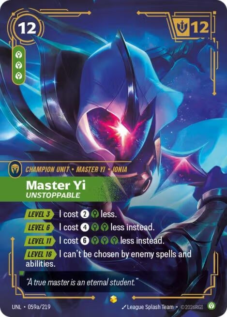 Image for Master Yi, Unstoppable (Alternate Art) (059a/219) (UNL) - Riftbound: League of Legends Trading Card Game