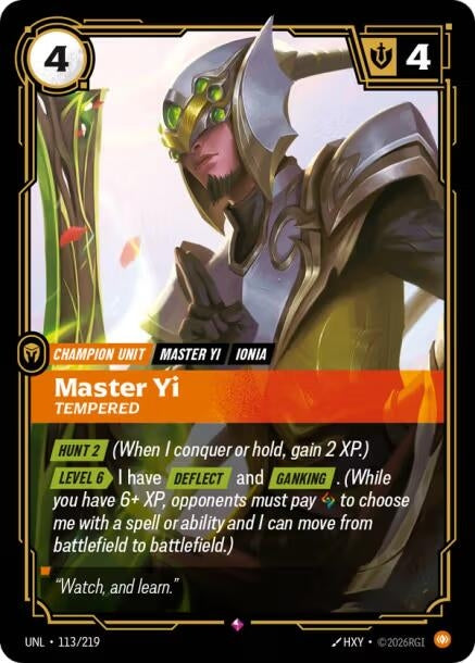 Image for Master Yi, Tempered (113/219) (UNL) - Riftbound: League of Legends Trading Card Game