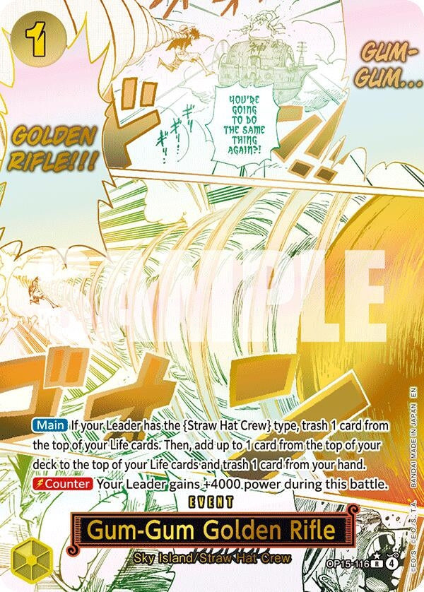 Image for Gum-Gum Golden Rifle (Alternate Art) (OP15-116) - One Piece Card Game