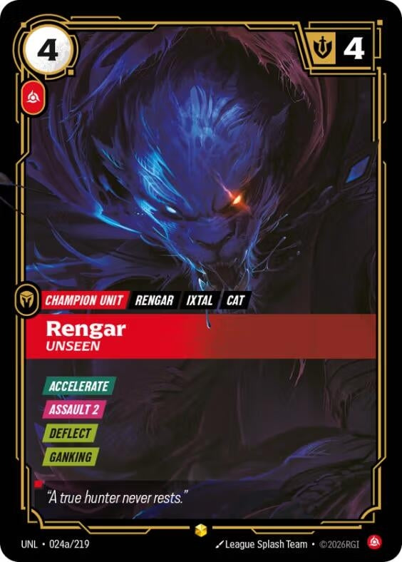 Image for Rengar, Unseen (Alternate Art) (024a/219) (UNL) - Riftbound: League of Legends Trading Card Game