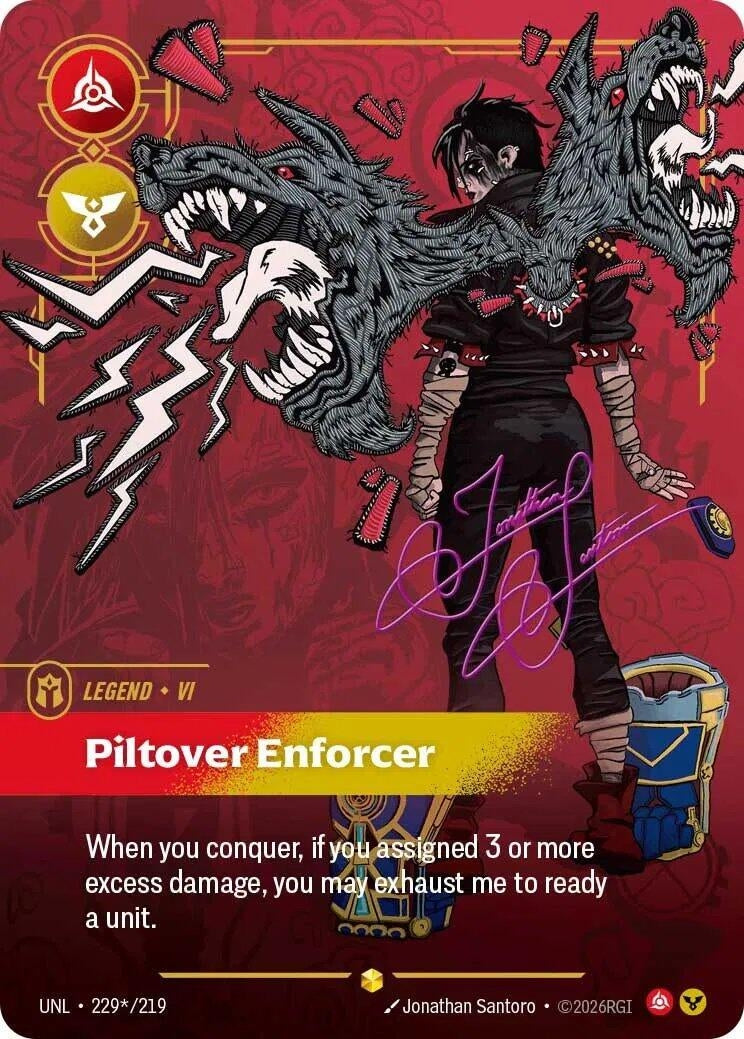 Image for Vi, Piltover Enforcer (Signature) (229*/219) (UNL) - Riftbound: League of Legends Trading Card Game