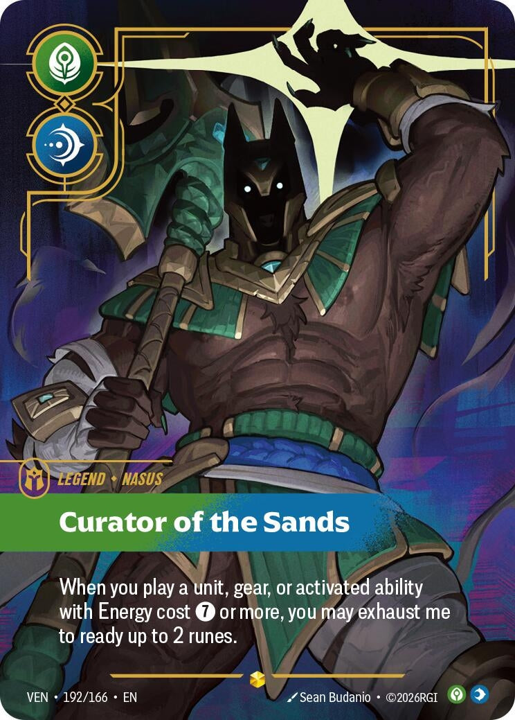 Image for Nasus, Curator of the Sands (Overnumbered) (192/166) (VEN) - Riftbound: League of Legends Trading Card Game
