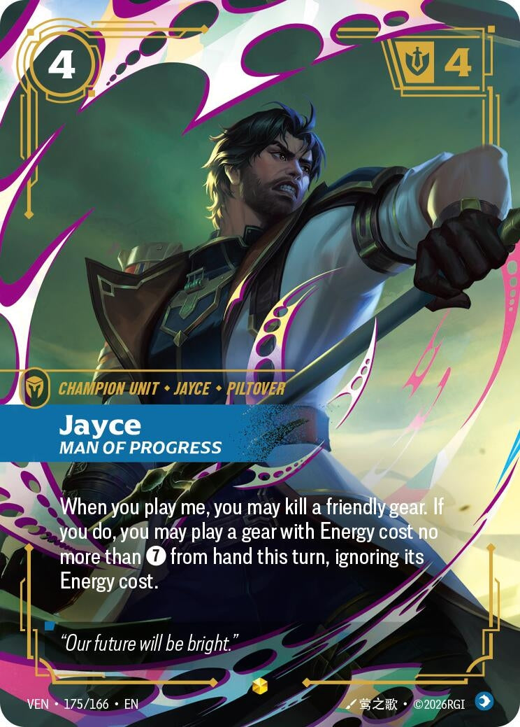 Image for Jayce, Man of Progress (Overnumbered) (175/166) (VEN) - Riftbound: League of Legends Trading Card Game