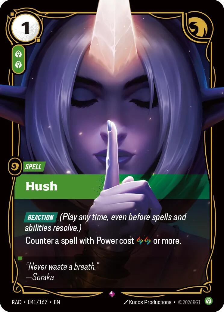 Image for Hush (041/167) (RAD) - Riftbound: League of Legends Trading Card Game