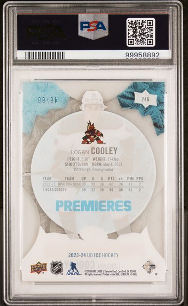 2023 Upper Deck Ice Logan Cooley Premieres /99 PSA 10