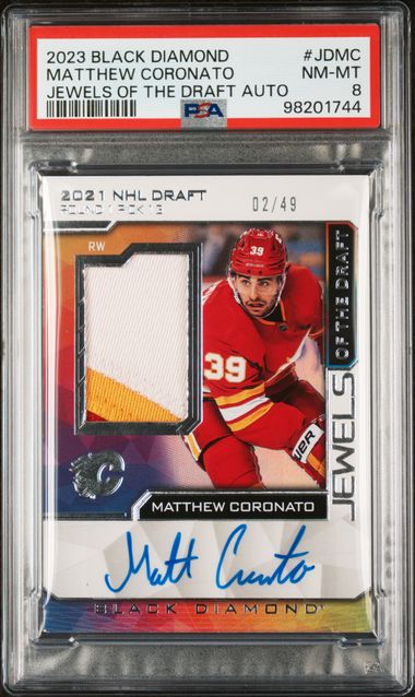 2023 Upper Deck Black Diamond Matthew Coronato Jewels of the Draft Auto /49 PSA 8