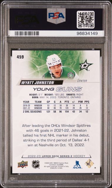 2022 Upper Deck Wyatt Johnston Young Guns PSA 10