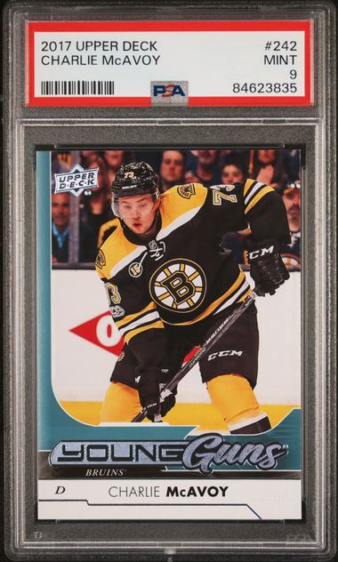 2017 Upper Deck Charlie McAvoy Young Guns PSA 9