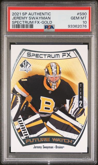 2021 Upper Deck SP Authentic Jeremy Swayman Spectrum FX-Gold PSA 10