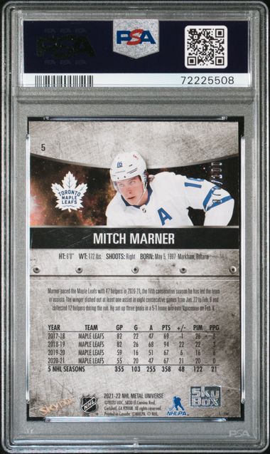 2021 Upper Deck Metal Universe Mitch Marner PMG /100 PSA 8