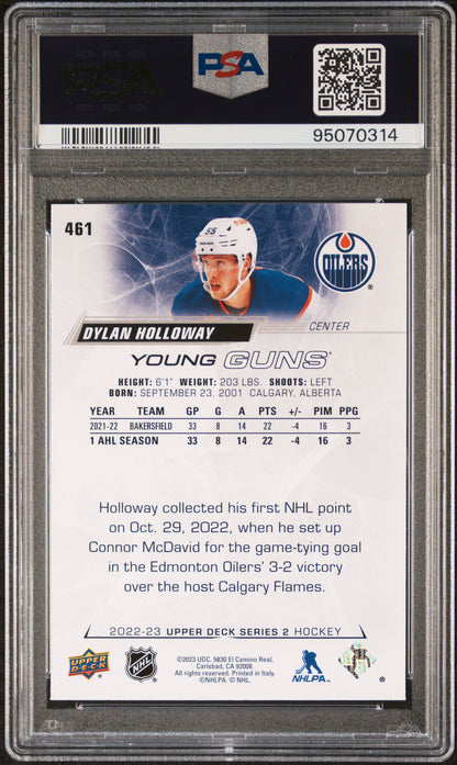 2022 Upper Deck Dylan Holloway Young Guns PSA 10