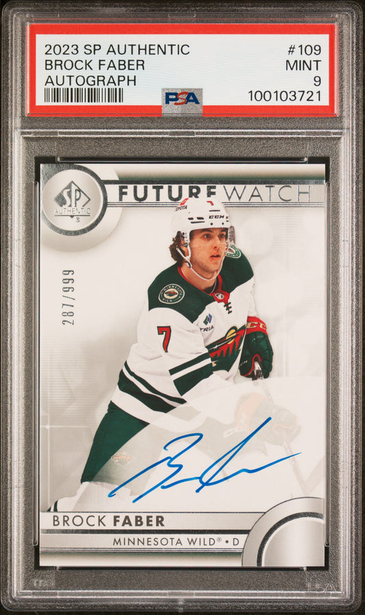 2023 Upper Deck SP Authentic Brock Faber Autograph /999 PSA 9