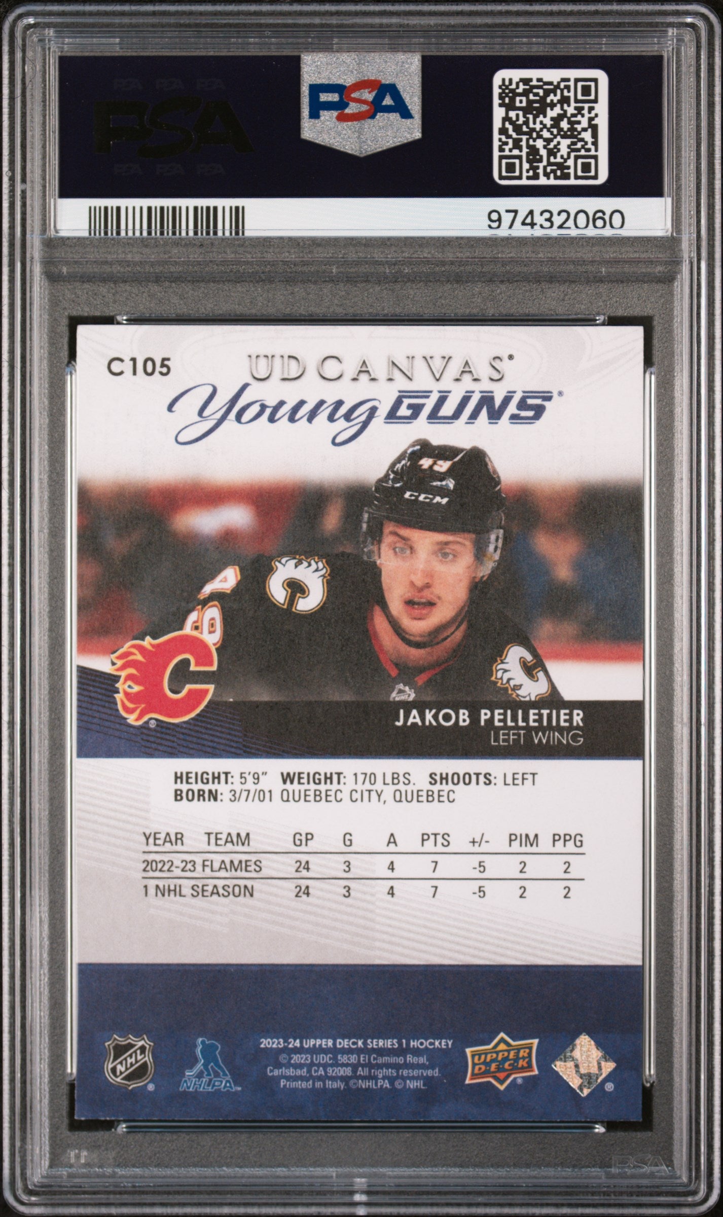 2023 Upper Deck Jakob Pelletier Young Guns Canvas PSA 10