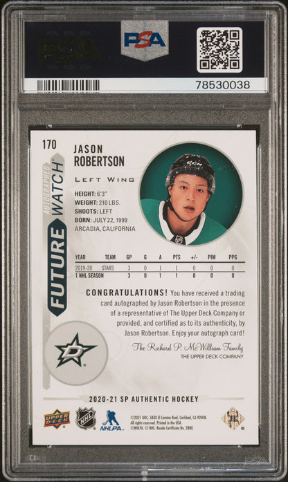 2020 Upper Deck SP Authentic Jason Robertson Autograph PSA 9