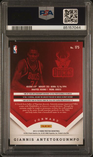 2013 Panini Prestige Giannis Antetokounmpo PSA 10