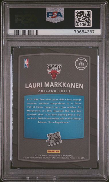 2017 Panini Donruss Lauri Markkanen Red/Yellow PSA 10