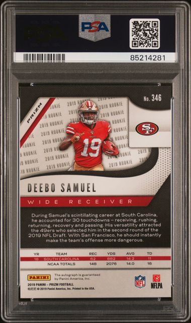 2019 Panini Prizm Deebo Samuel Autograph PSA 10