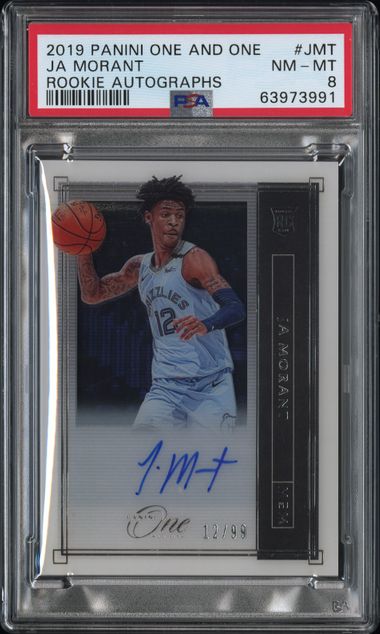 2019 Panini One and One Ja Morant Rookie Autographs /99 PSA 8