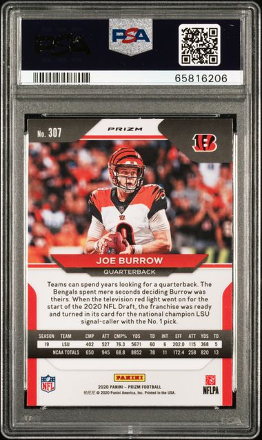 2020 Panini Prizm Joe Burrow Red/White/Blue Prizm PSA 10