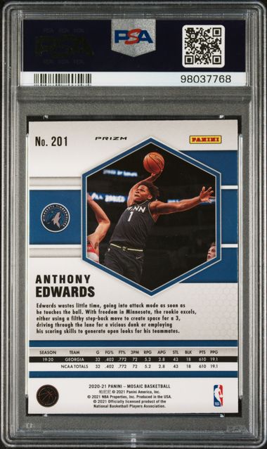 2020 Mosaic Anthony Edwards Reactive Green PSA 10