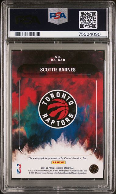 2021 Origins Scottie Barnes Rookie Autograph PSA 8 Auto 10