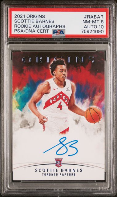 2021 Origins Scottie Barnes Rookie Autograph PSA 8 Auto 10