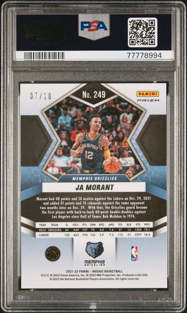 2021 Mosaic Ja Morant Gold Mosaic /10 PSA 9