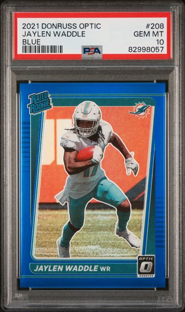 2021 Donruss Optic Jaylen Waddle Blue /179 PSA 10