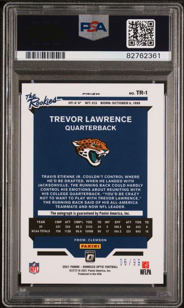 2021 Donruss Optic Trevor Lawrence The Rookies Autograph /99 PSA 10