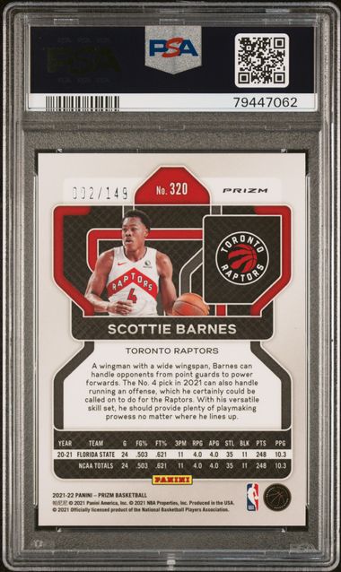 2021 Prizm Scottie Barnes Purple Ice PSA 9