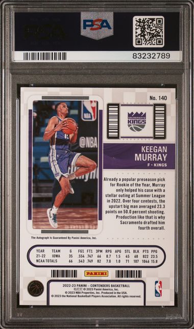 2022 Contenders Keegan Murray Autograph PSA 10