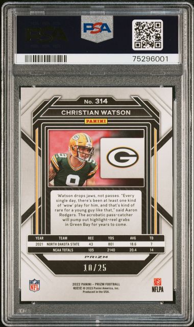 2022 Prizm Christian Watson Navy Camo /25 PSA 10