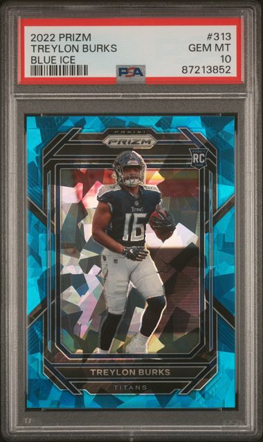 2022 Prizm Treylon Burks Blue Ice /99 PSA 10