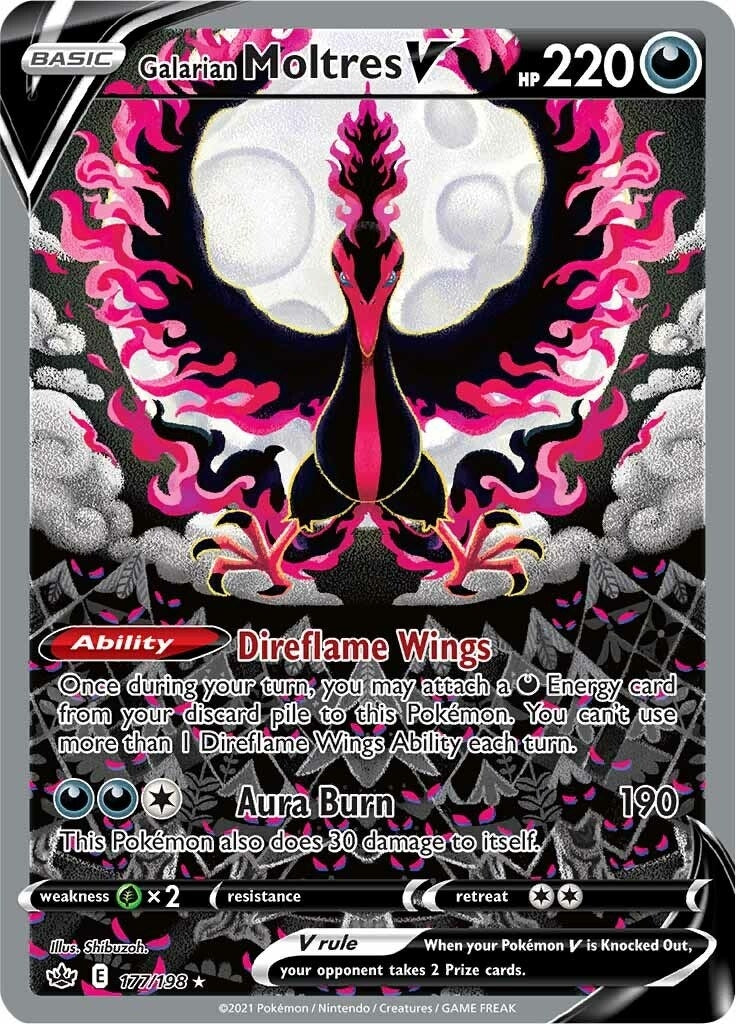 Image for Galarian Moltres V (Alternate Full Art) (177/198) (SWSH06) - Pokemon
