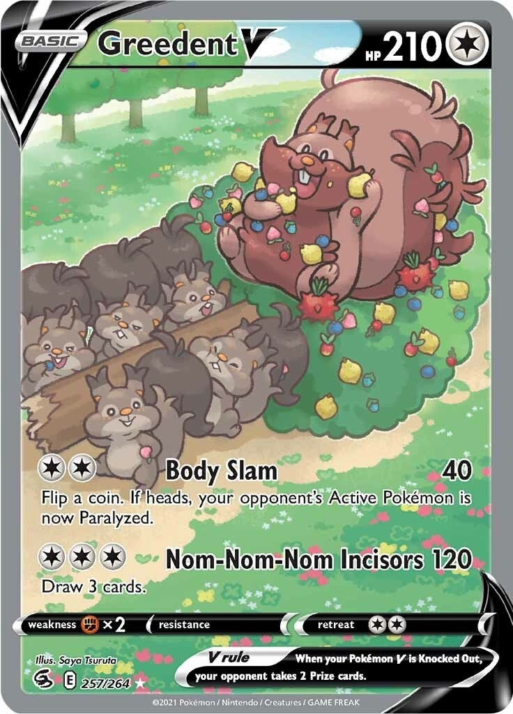 Image for Greedent V (Alternate Full Art) (257/264) (SWSH08) - Pokemon