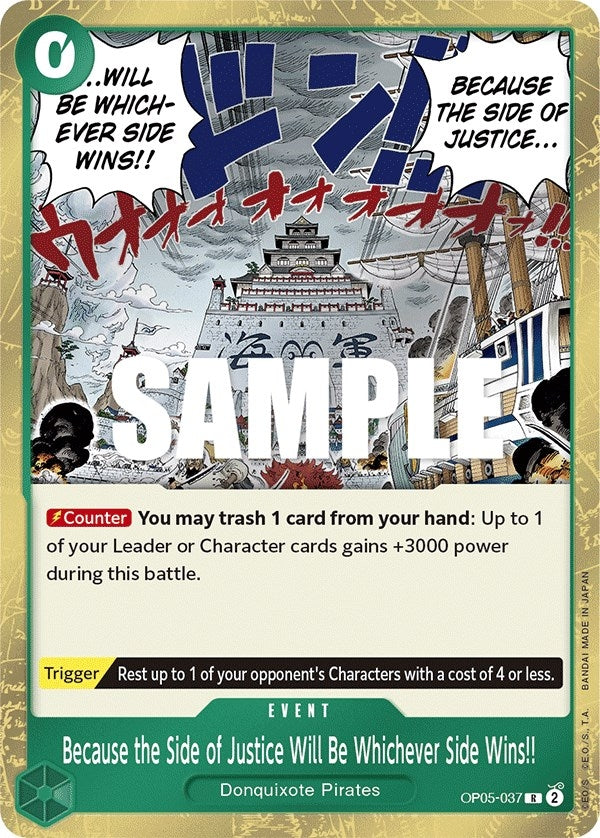 Image for Because the Side of Justice Will Be Whichever Side Wins!! (OP05-037) - One Piece Card Game