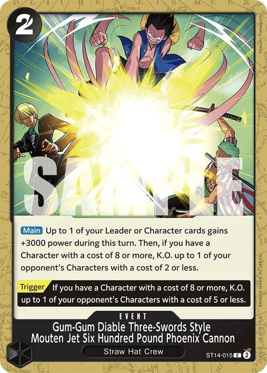 Image for Gum-Gum Diable Three-Swords Style Mouten Jet Six Hundred Pound Phoenix Cannon (ST14-015) (ST-14) - One Piece Card Game