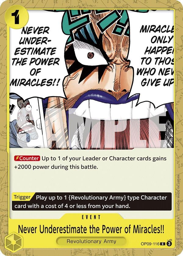 Image for Never Underestimate the Power of Miracles!! (OP09-116) - One Piece Card Game