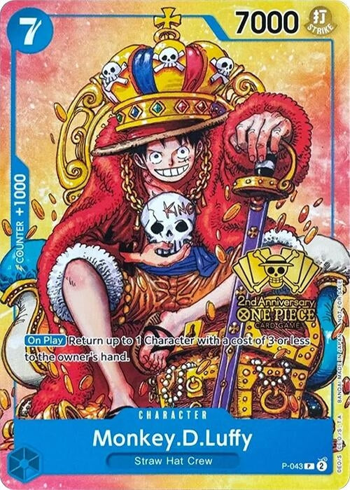 Image for Monkey.D.Luffy (2nd Anniversary Stamped Promo) (P-043) - One Piece Card Game