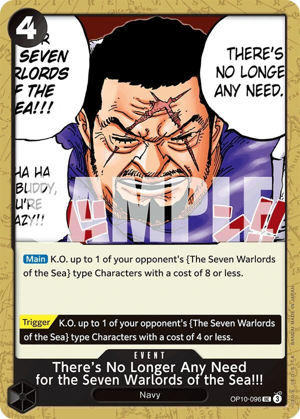 Image for There's No Longer Any Need for the Seven Warlords of the Sea!!! (OP10-096) - One Piece Card Game