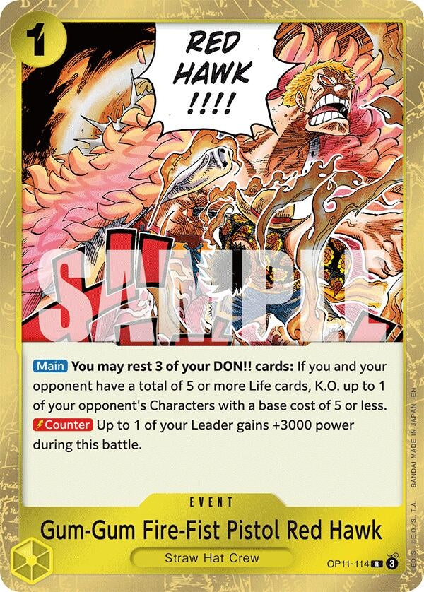 Image for Gum-Gum Fire-Fist Pistol Red Hawk (OP11-114) - One Piece Card Game