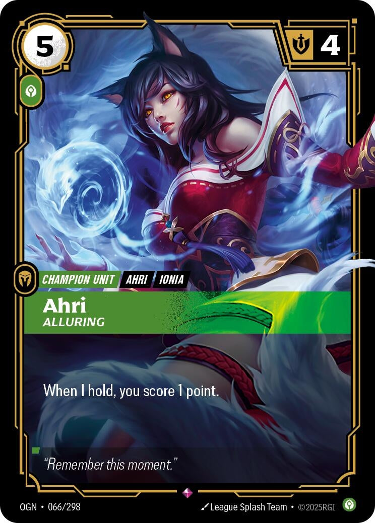 Image for Ahri - Alluring (066/298) - Riftbound: League of Legends Trading Card Game