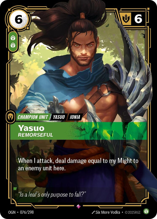 Image for Yasuo - Remorseful (076/298) - Riftbound: League of Legends Trading Card Game