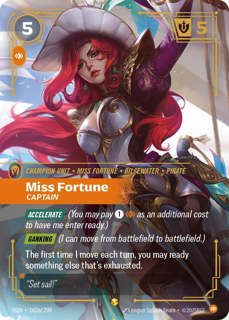 Image for Miss Fortune - Captain (Alternate Art) (162a/298) - Riftbound: League of Legends Trading Card Game