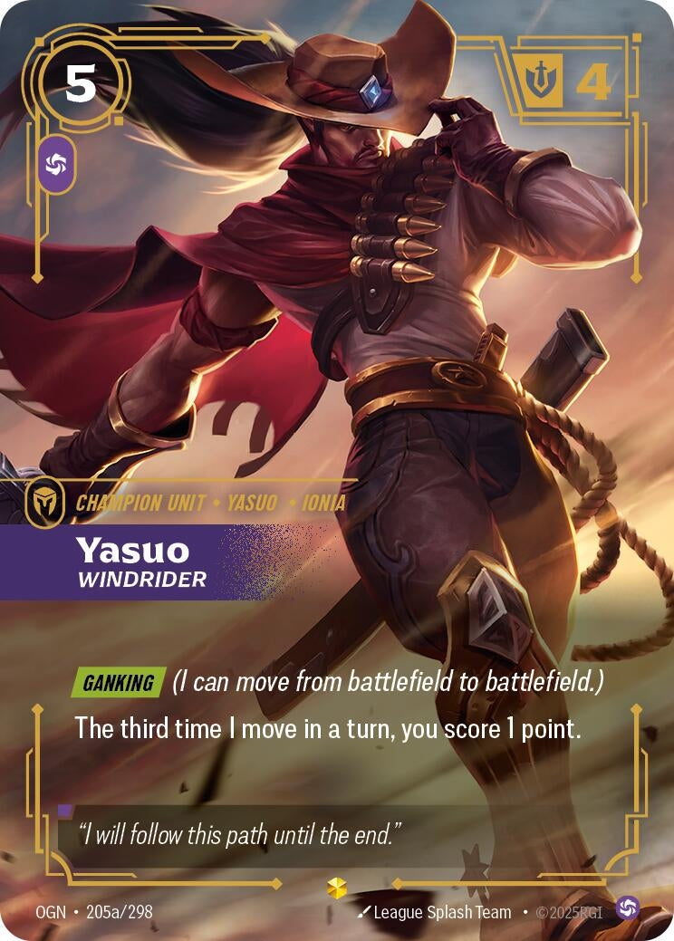 Image for Yasuo - Windrider (Alternate Art) (205a/298) - Riftbound: League of Legends Trading Card Game