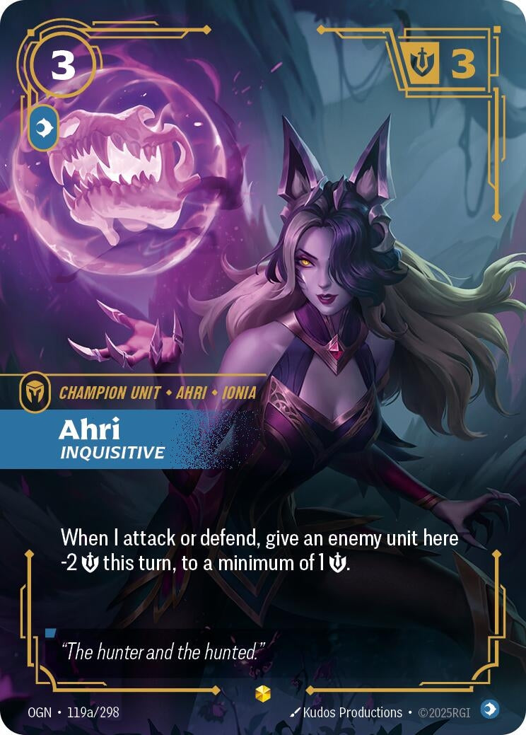 Image for Ahri - Inquisitive (Alternate Art) (119a/298) - Riftbound: League of Legends Trading Card Game