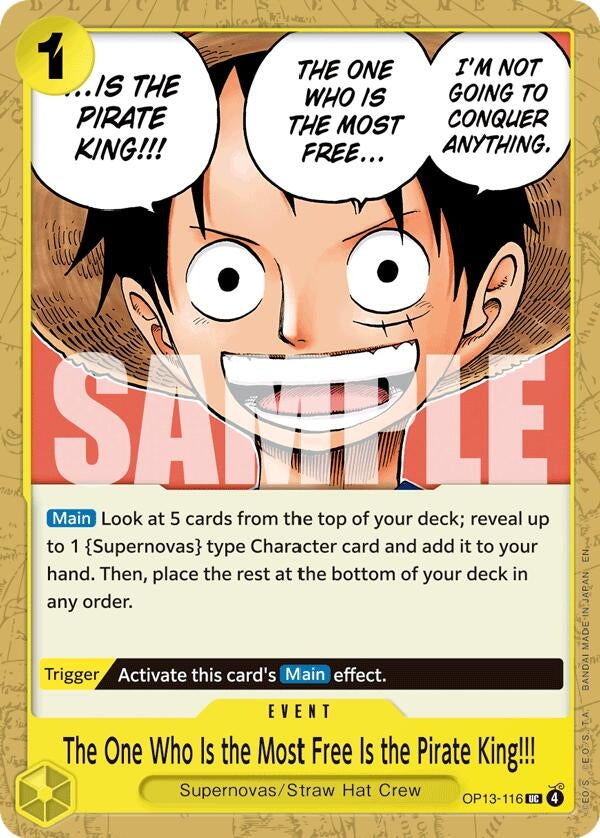 Image for The One Who Is the Most Free Is the Pirate King!!! (OP13-116) - One Piece Card Game