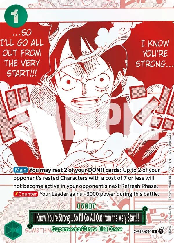 Image for I Know You're Strong... So I'll Go All Out from the Very Start!!! (3rd Anniversary Treasure Campaign Pack) (OP13-040) - One Piece Card Game